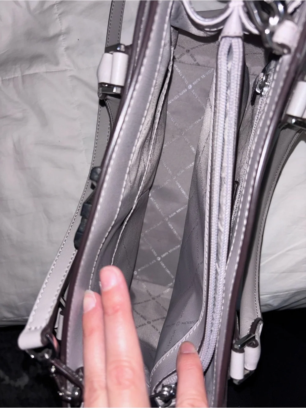 Michael Kors Gray and White Crossbody Satchel